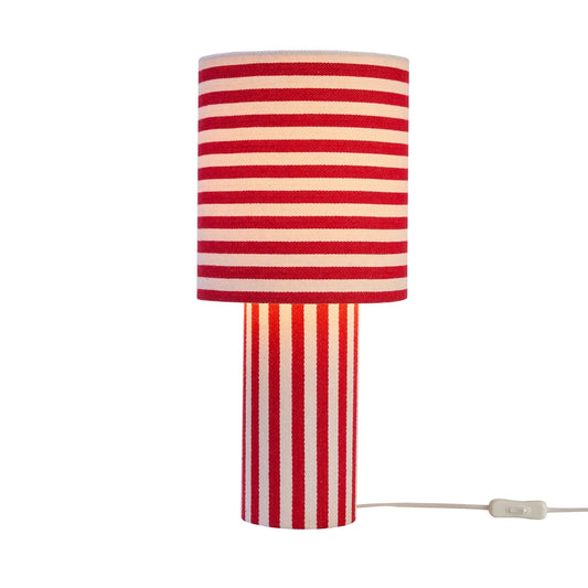 Lucia Striped Table Lamp - Red/White - DUSK