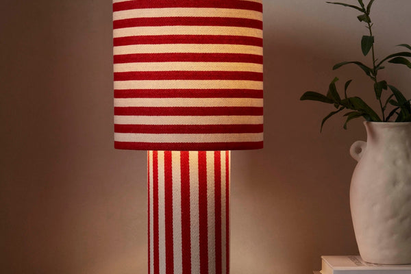 Lucia Striped Table Lamp - Red/White - DUSK