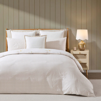 Lucie Lemon & Check Reversible Duvet Cover & Pillowcase Set - Multicoloured - DUSK