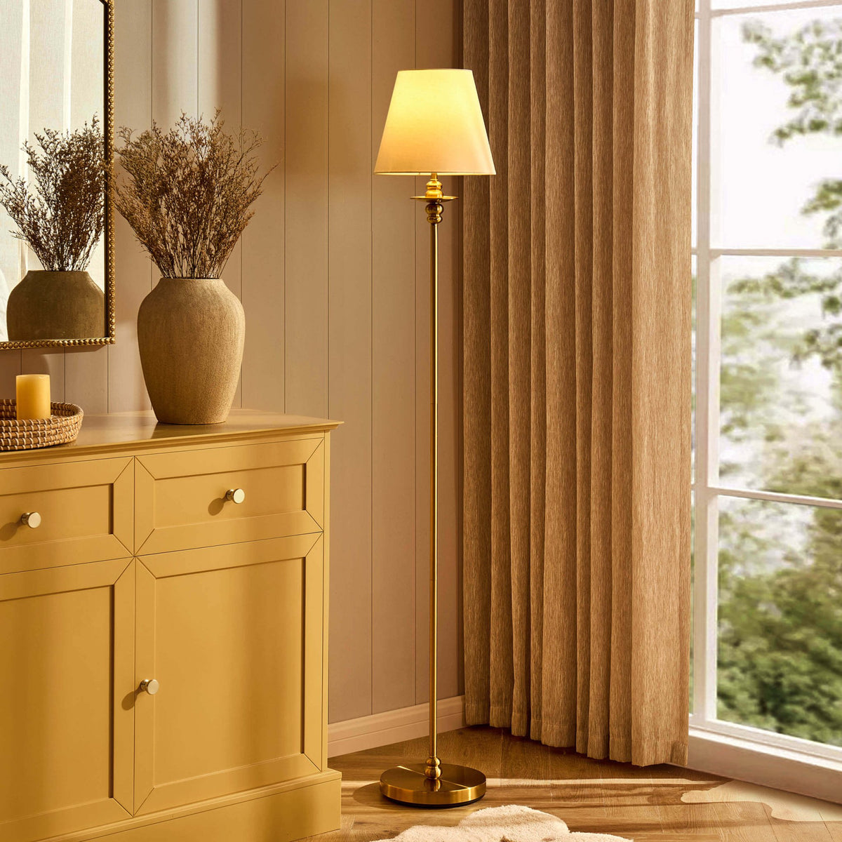 Lucille Ornate Floor Lamp - Brass - DUSK