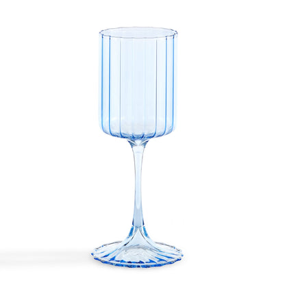 Lucinda Scalloped Edge Contrast Stem Wine Glasses - Set of 4 - Blue - DUSK