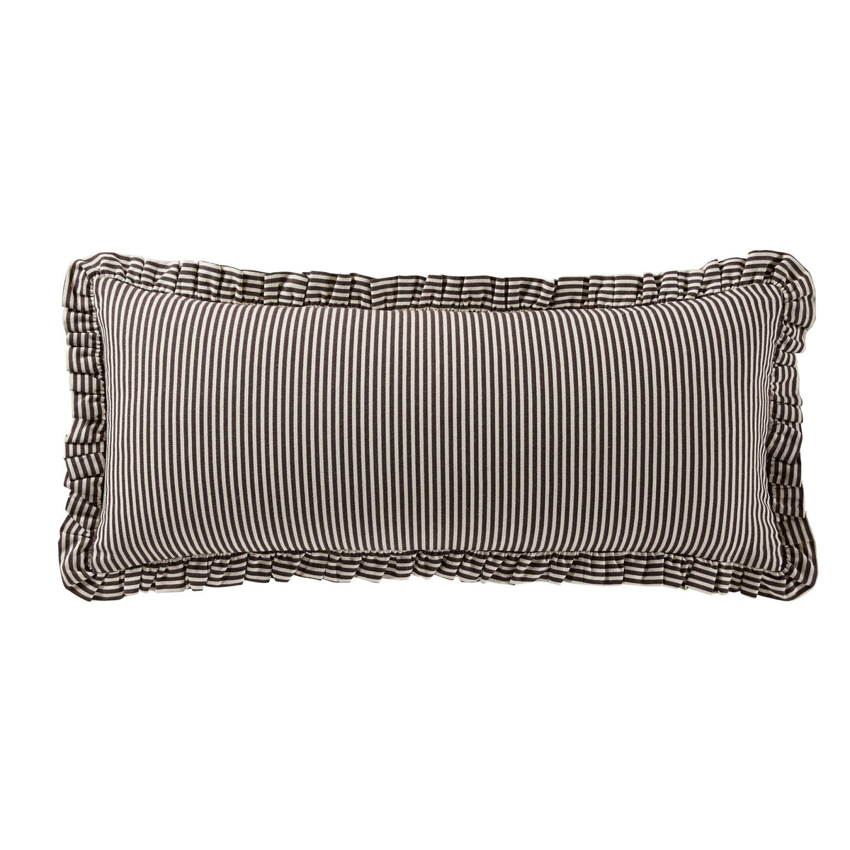 Lulu Cotton Frill Stripe Edge Sofa Cushion Cover - Chocolate - DUSK