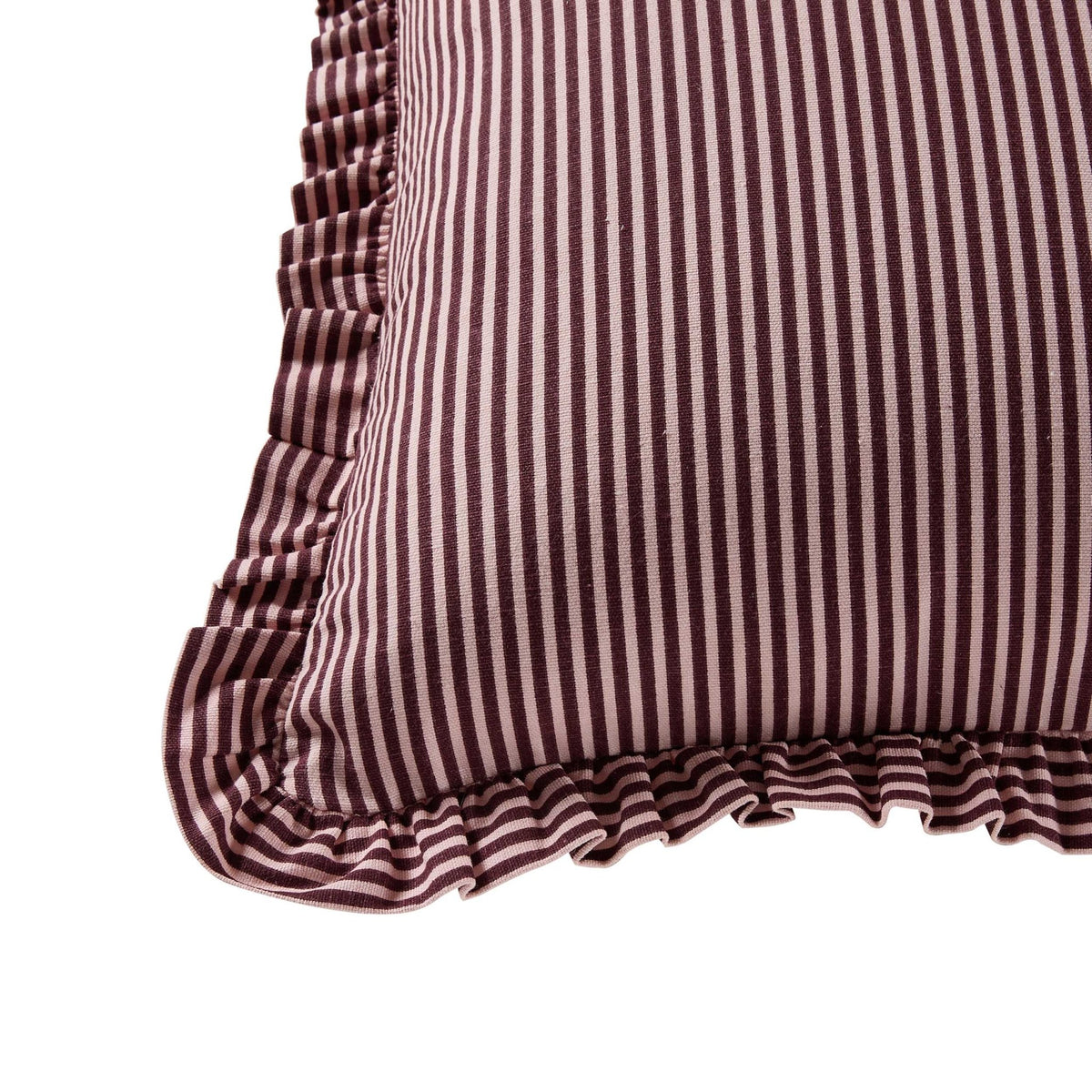 Lulu Cotton Frill Stripe Edge Sofa Cushion Cover - Pink - DUSK