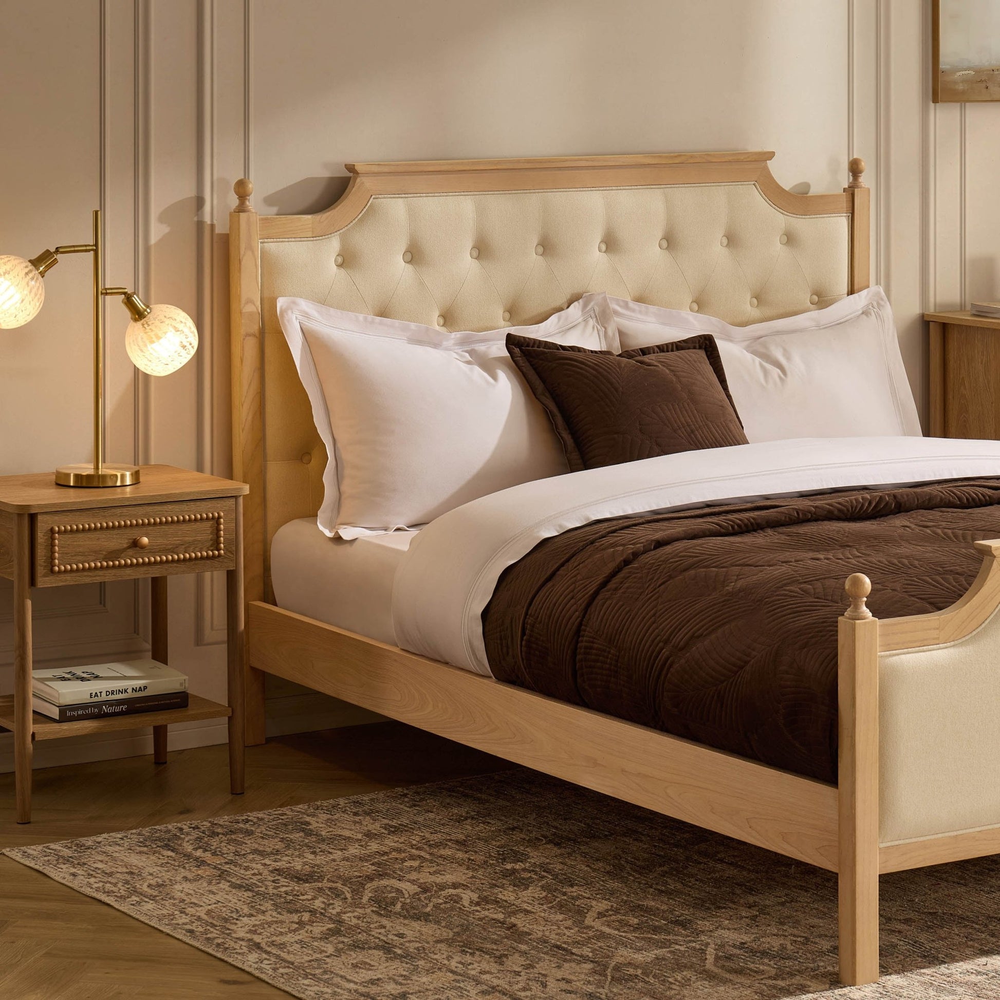 Luxor Bed Frame - Cream Linen - DUSK
