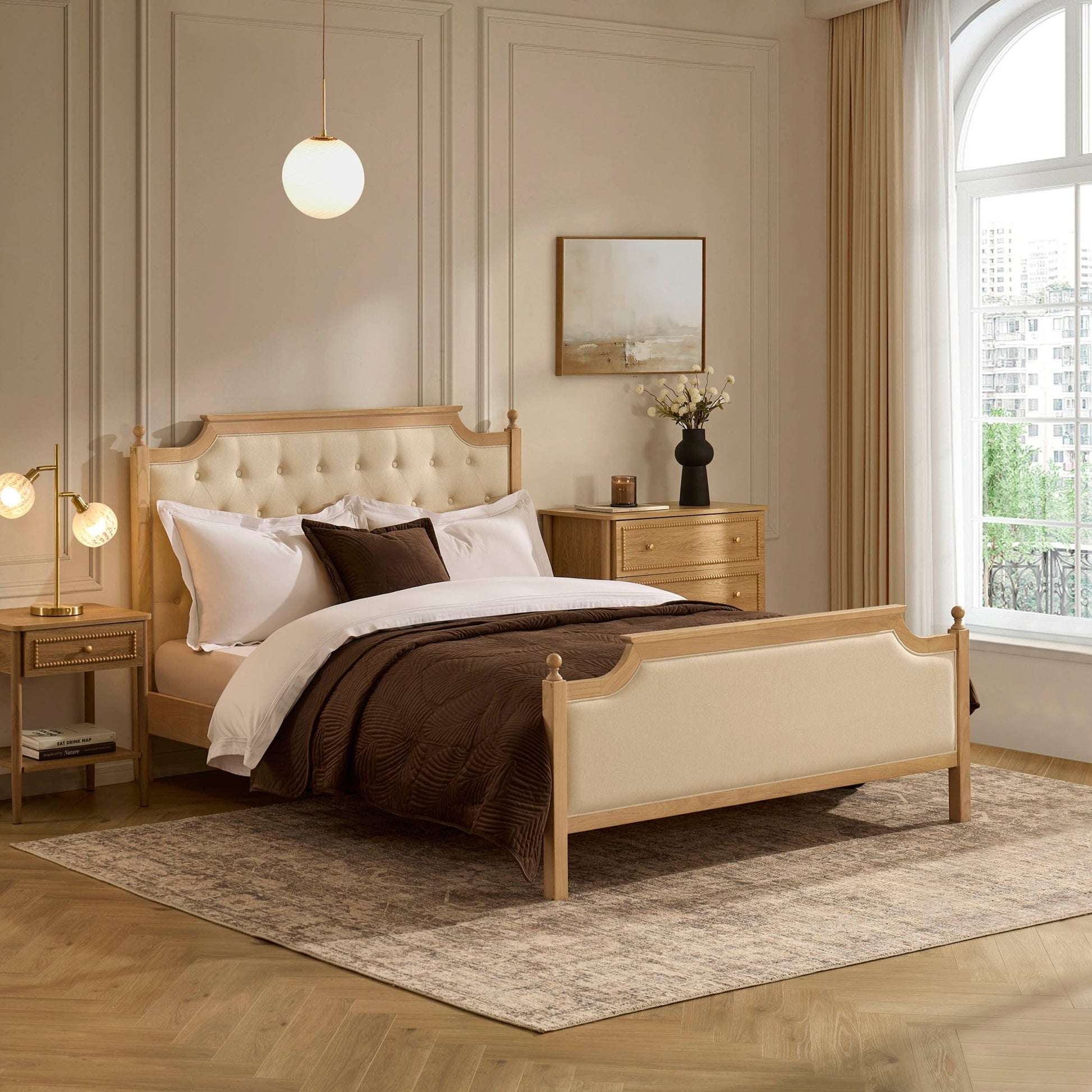 Luxor Bed Frame - Cream Linen - DUSK