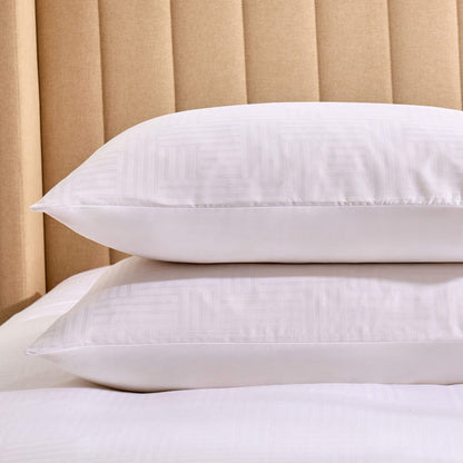 Lyla Lyocell Blend Geo Jacquard 300 Thread Count Duvet Cover & Pillowcase Set - White - DUSK