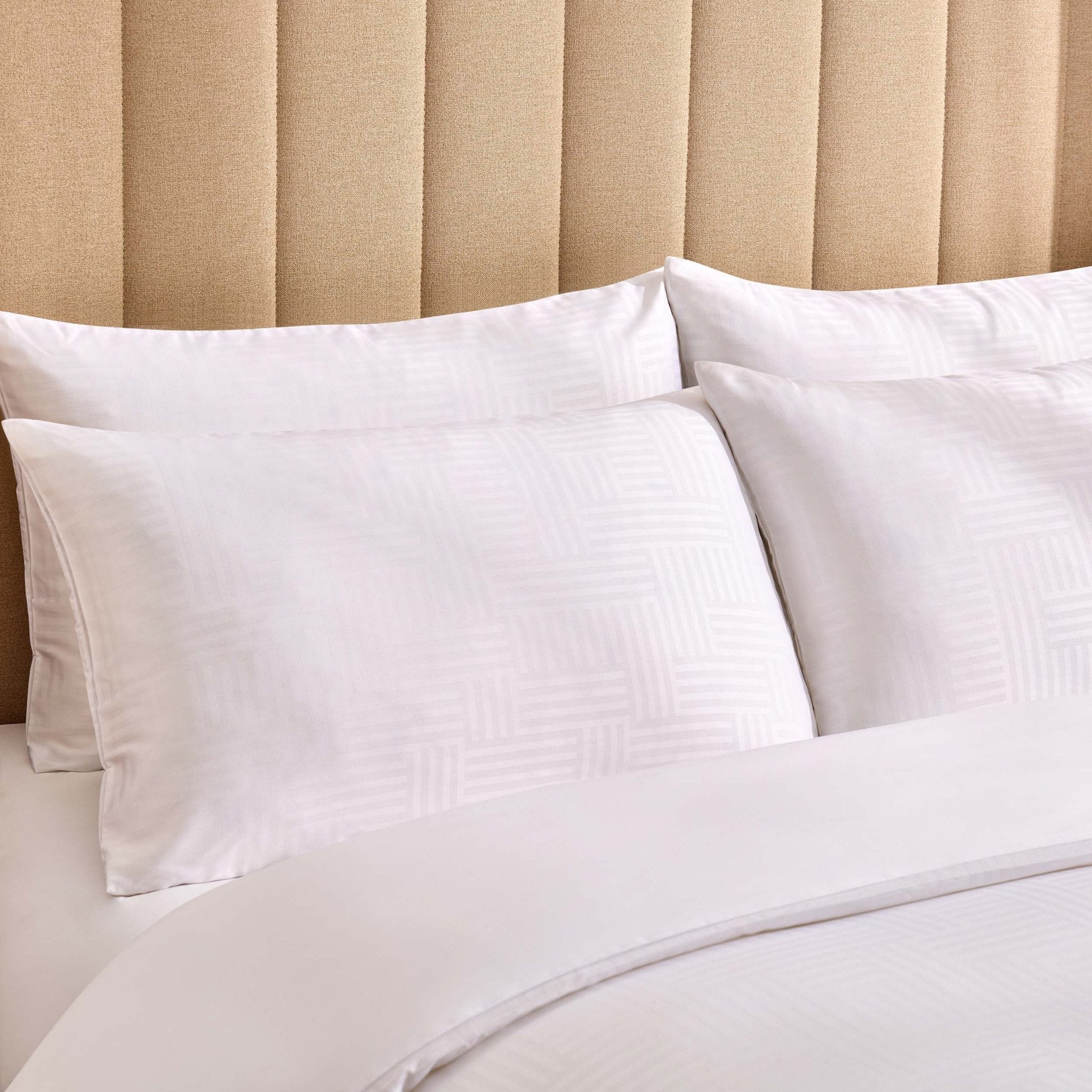 Lyla Lyocell Blend Geo Jacquard 300 Thread Count Duvet Cover & Pillowcase Set - White - DUSK