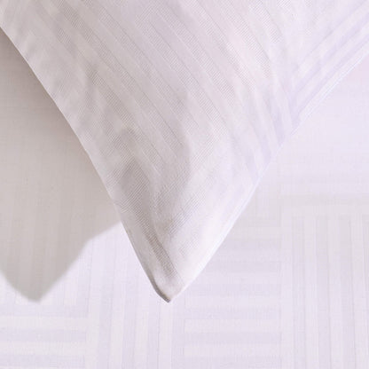Lyla Lyocell Blend Geo Jacquard 300 Thread Count Duvet Cover & Pillowcase Set - White - DUSK