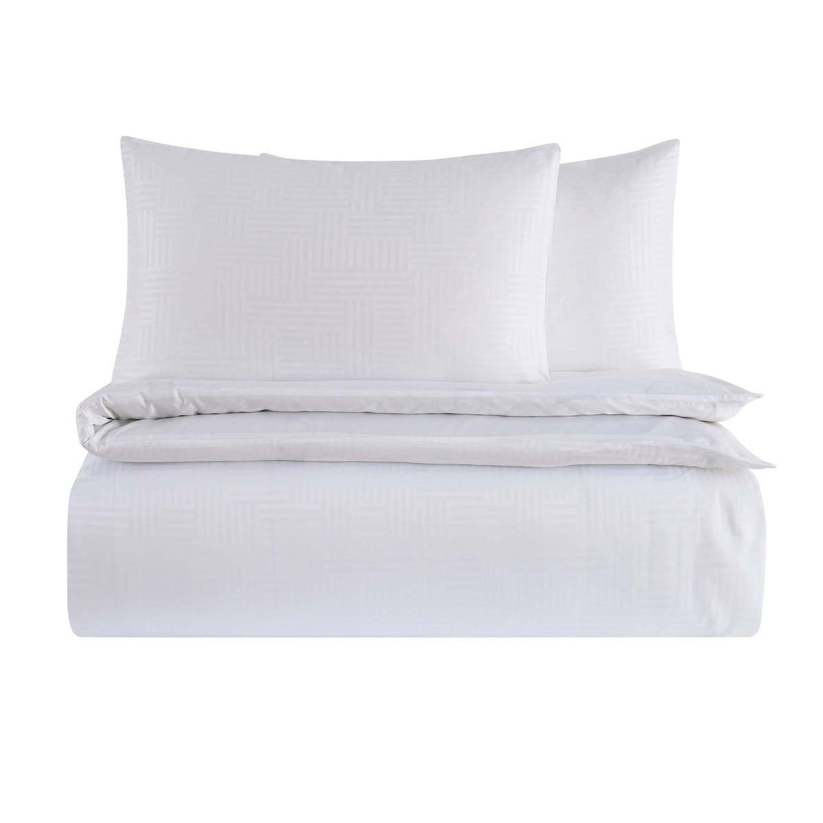 Lyla Lyocell Blend Geo Jacquard 300 Thread Count Duvet Cover & Pillowcase Set - White - DUSK
