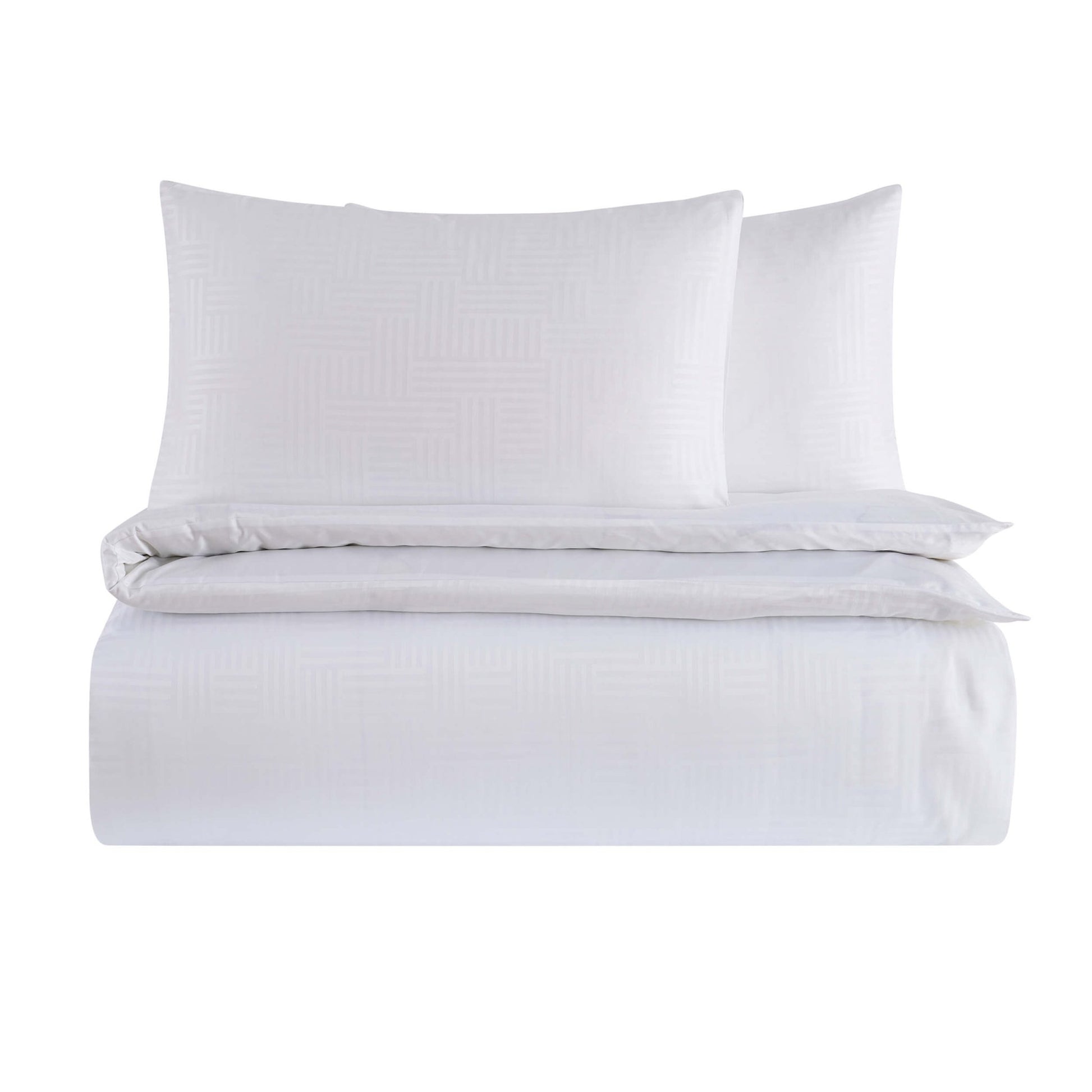 Lyla Lyocell Blend Geo Jacquard 300 Thread Count Duvet Cover & Pillowcase Set - White - DUSK