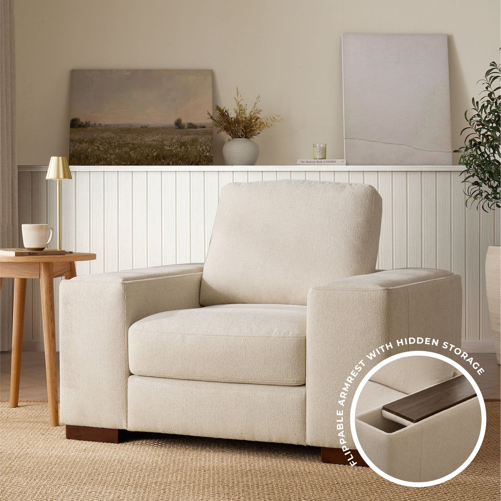 Lyon Armchair - Speckled Sand Boucle - DUSK