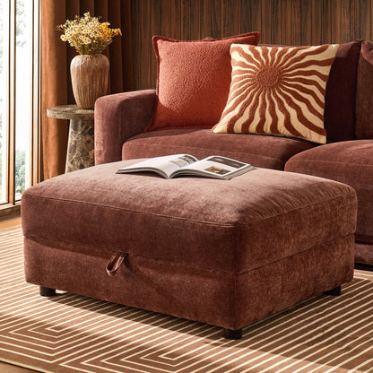 Lyon Storage Pouffe - Chenille Dark Rust - DUSK