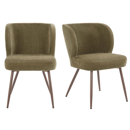 Mabel Set of 2 Dining Chairs - Chenille Olive - DUSK