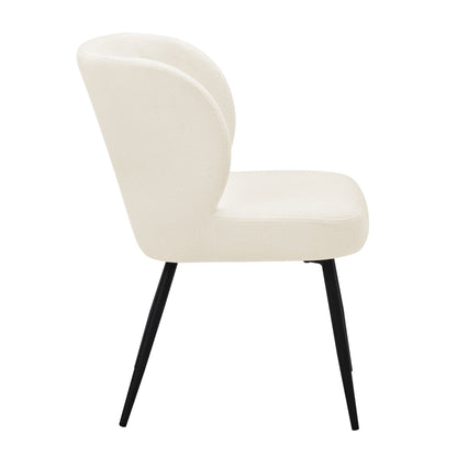 Mabel Set of 2 Dining Chairs - Linen Look - Teddy White - DUSK