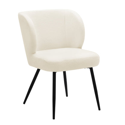 Mabel Set of 2 Dining Chairs - Linen Look - Teddy White - DUSK