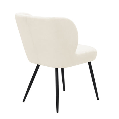 Mabel Set of 2 Dining Chairs - Linen Look - Teddy White - DUSK