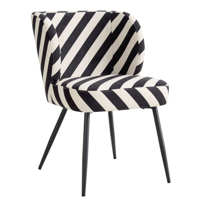 Mabel Set of 2 Dining Chairs - Mono Stripe - DUSK