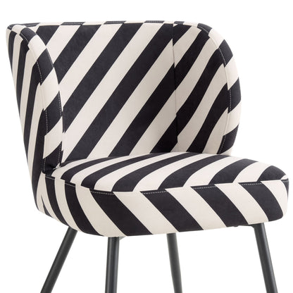 Mabel Set of 2 Dining Chairs - Mono Stripe - DUSK