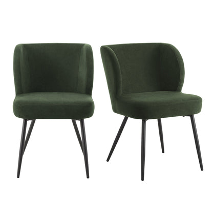 Mabel Set of 2 Dining Chairs - Velvet - Dark Olive - DUSK
