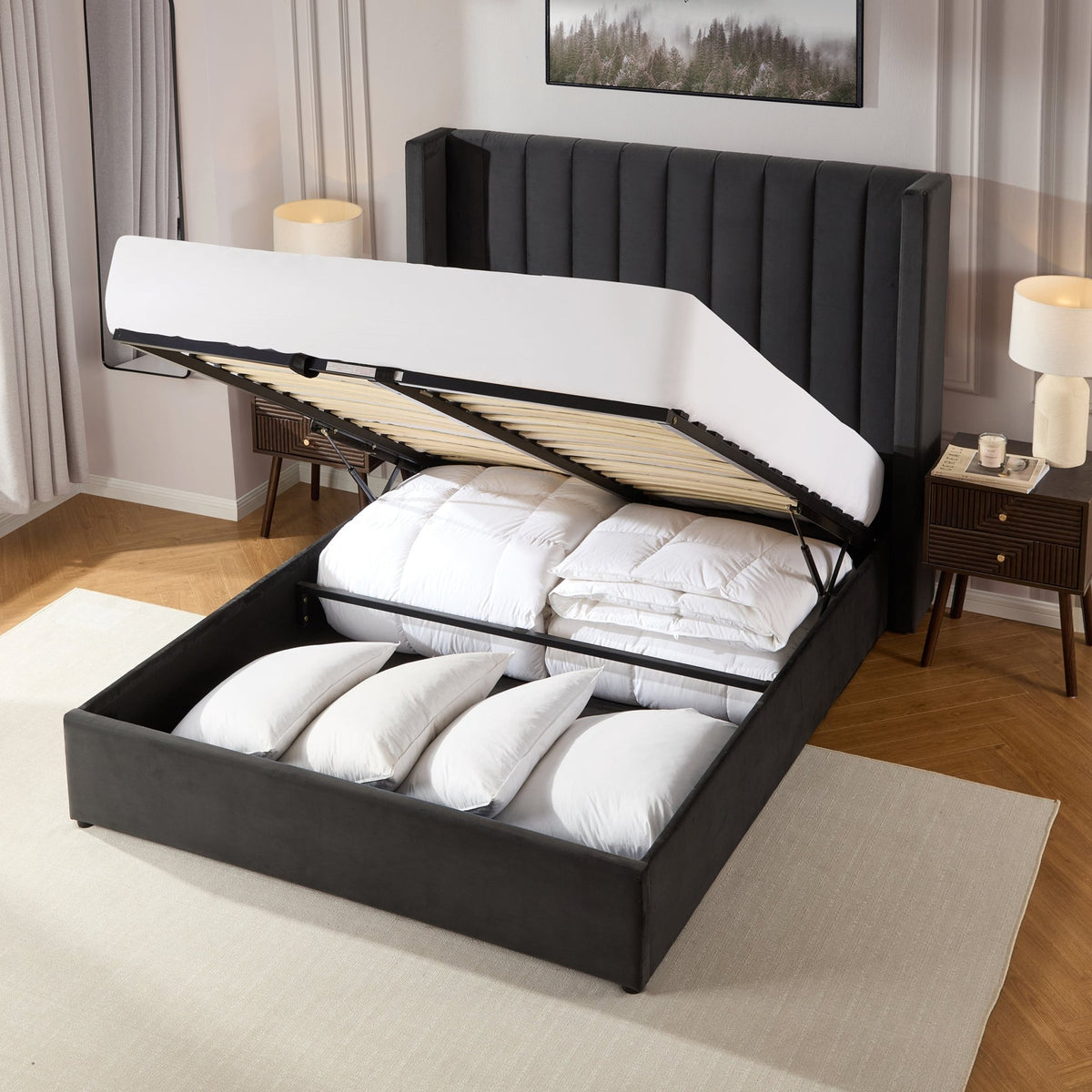 Madison Ottoman Storage Bed - Ink - DUSK