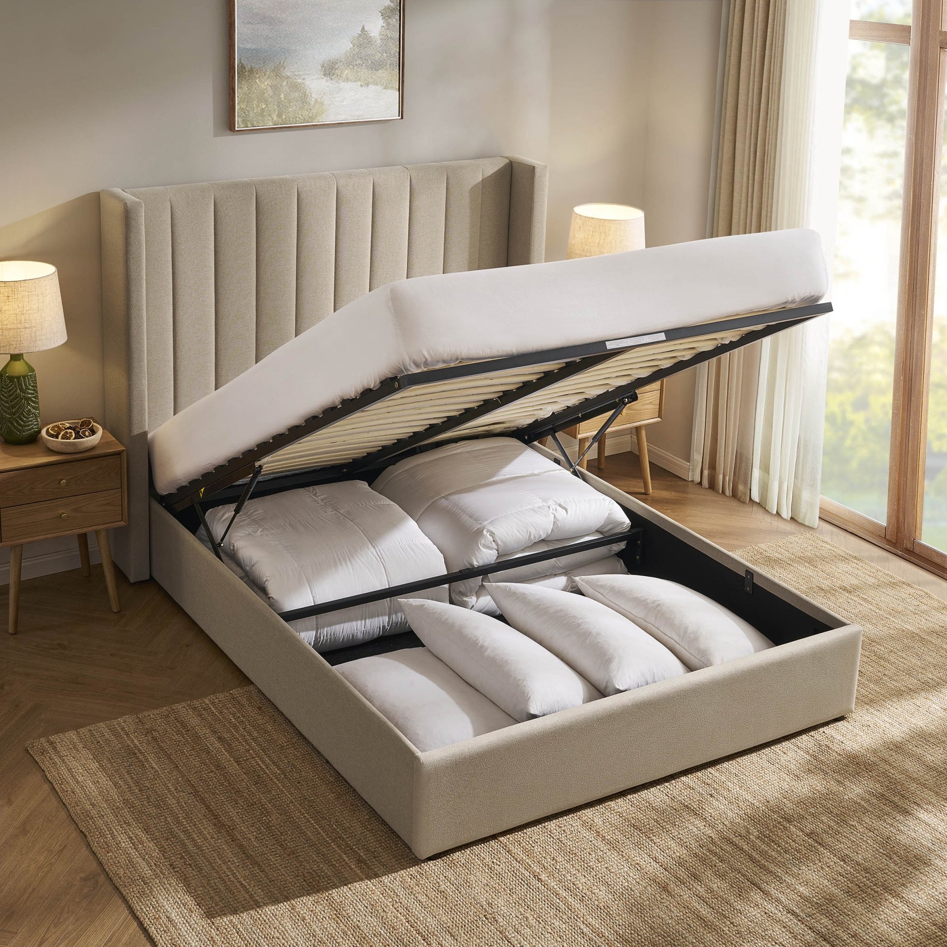 Madison Ottoman Storage Bed - Oatmeal - DUSK