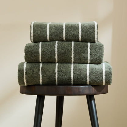 Madrid Fine Stripe Cotton Towel Collection - Fern/ Natural - DUSK