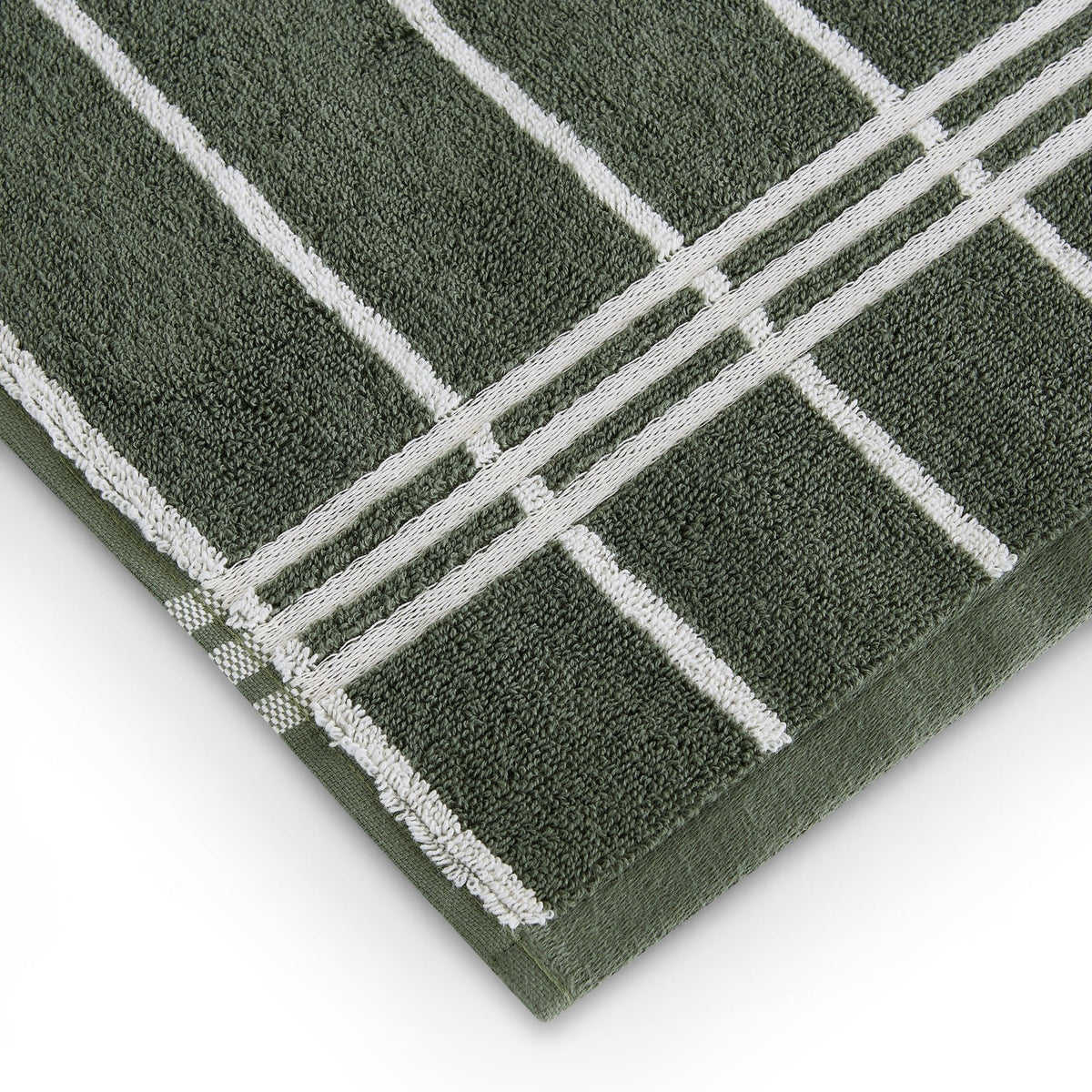 Madrid Fine Stripe Cotton Towel Collection - Fern/ Natural - DUSK