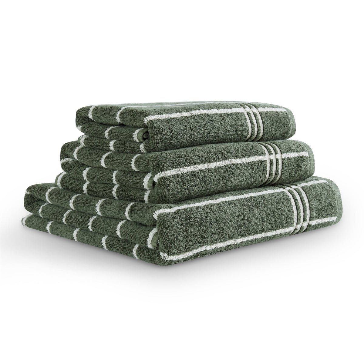 Madrid Fine Stripe Cotton Towel Collection - Fern/ Natural - DUSK