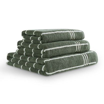 Madrid Fine Stripe Cotton Towel Collection - Fern/ Natural - DUSK