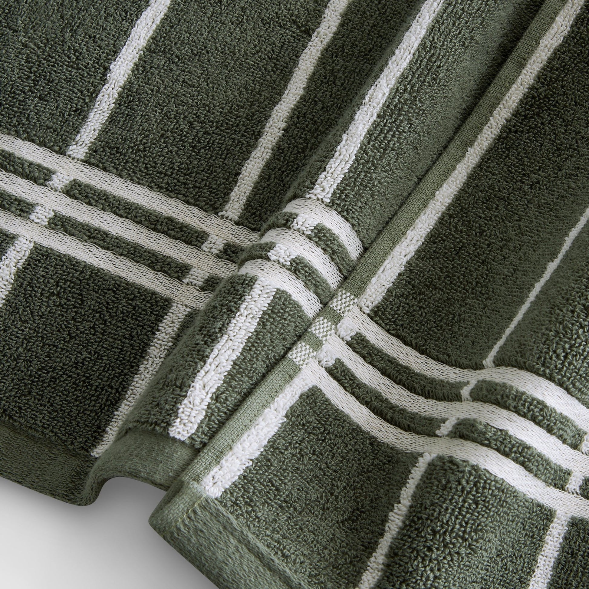 Madrid Fine Stripe Cotton Towel Collection - Fern/ Natural - DUSK