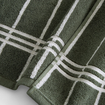 Madrid Fine Stripe Cotton Towel Collection - Fern/ Natural - DUSK
