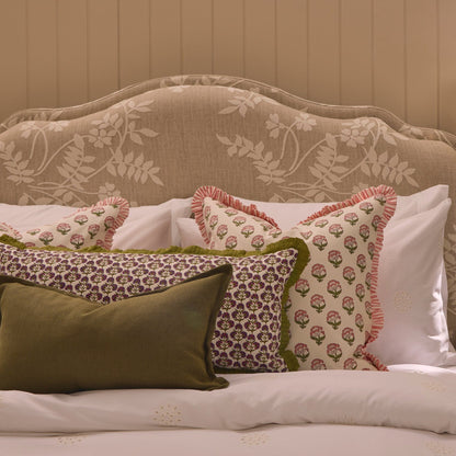 Maizie 100% Cotton Frill Edge Printed Cushion Cover - Pink - DUSK