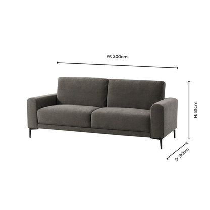 Malibu 2 Seater Sofa - Chenille Ash Grey - DUSK