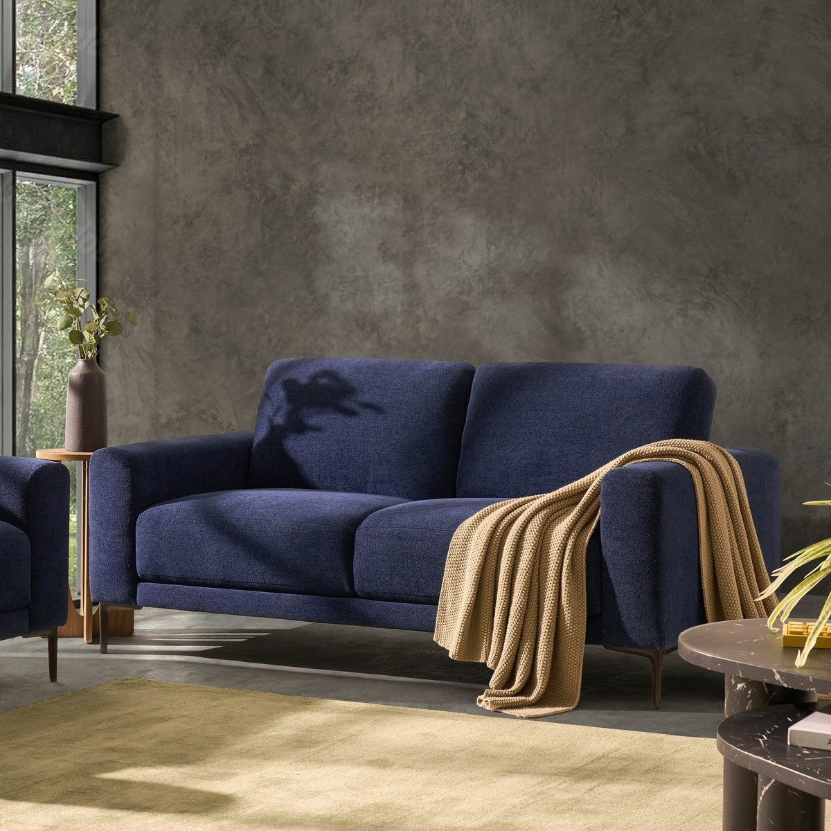 Malibu 2 Seater Sofa - Chenille Navy - DUSK