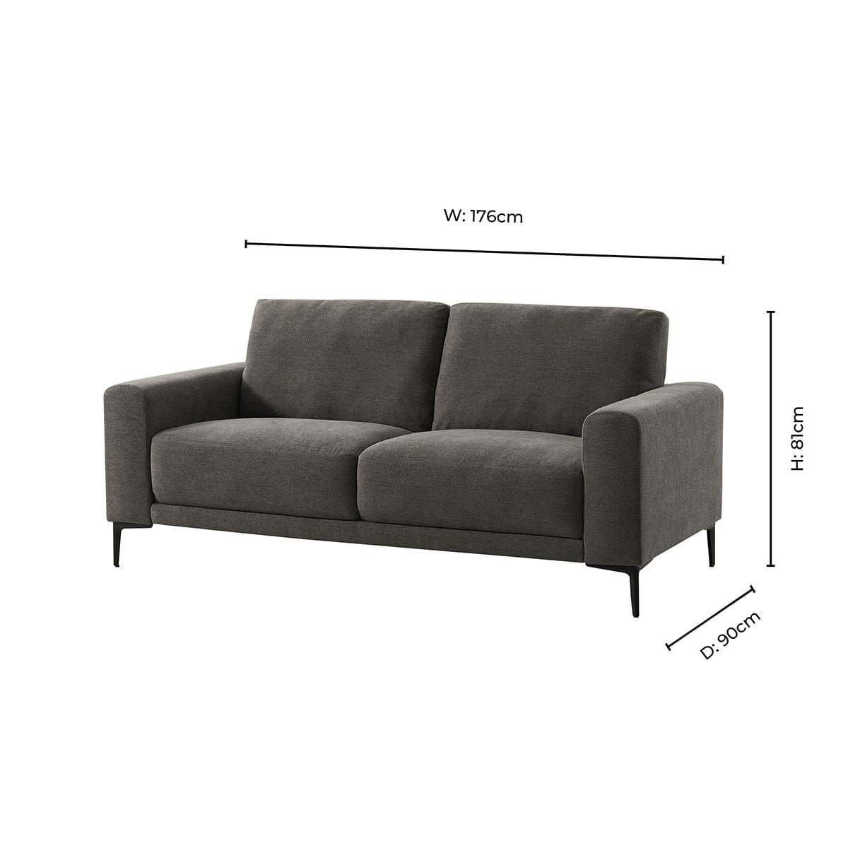 Malibu 3 Seater Sofa - Chenille Ash Grey - DUSK