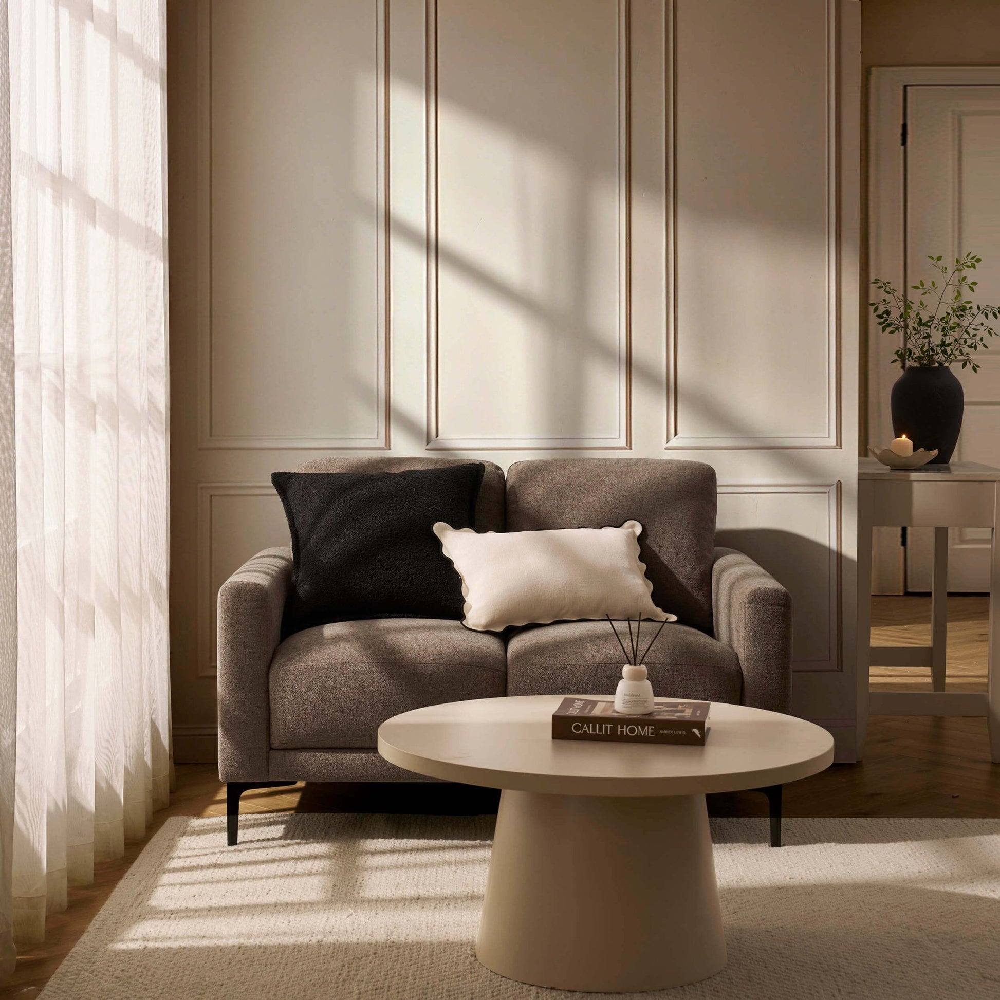 Malibu Compact 2 Seater Sofa - Chenille Mushroom - DUSK
