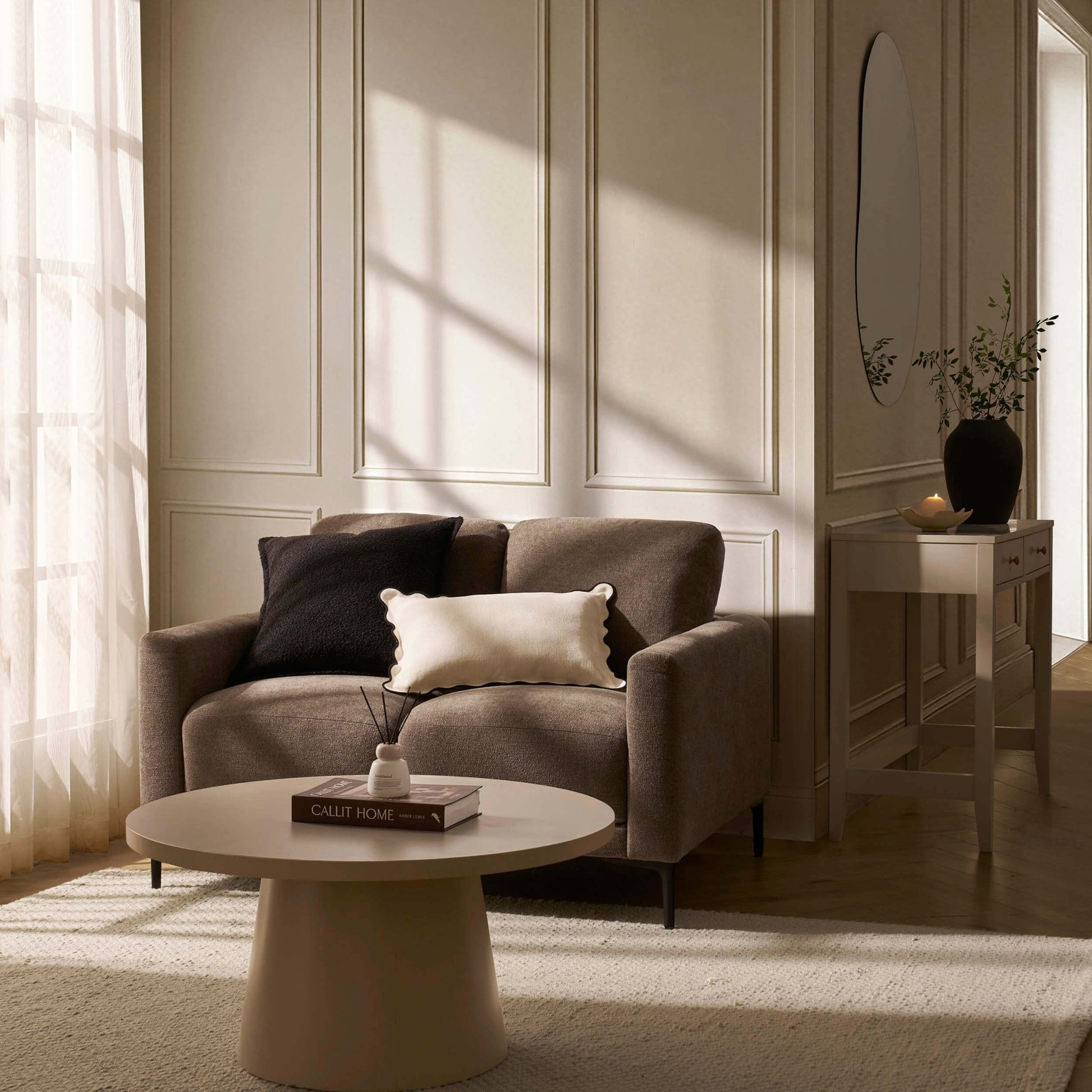 Malibu Compact 2 Seater Sofa - Chenille Mushroom - DUSK