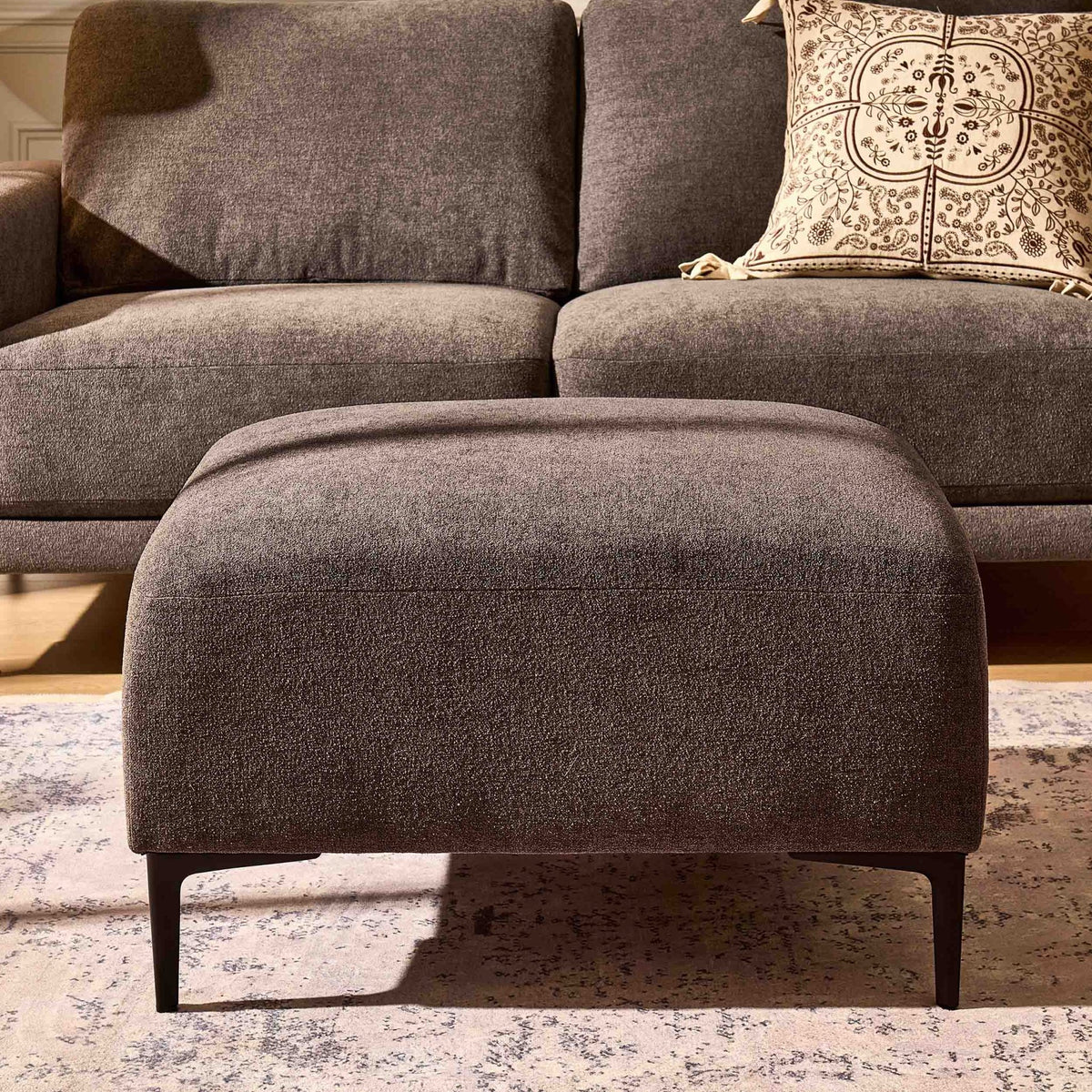 Malibu Pouffe - Chenille Ash Grey - DUSK