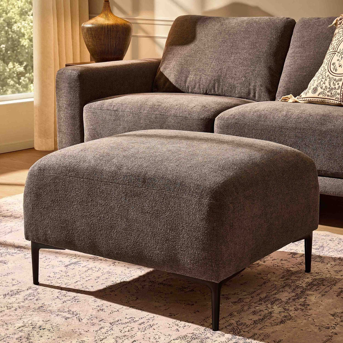 Malibu Pouffe - Chenille Ash Grey - DUSK