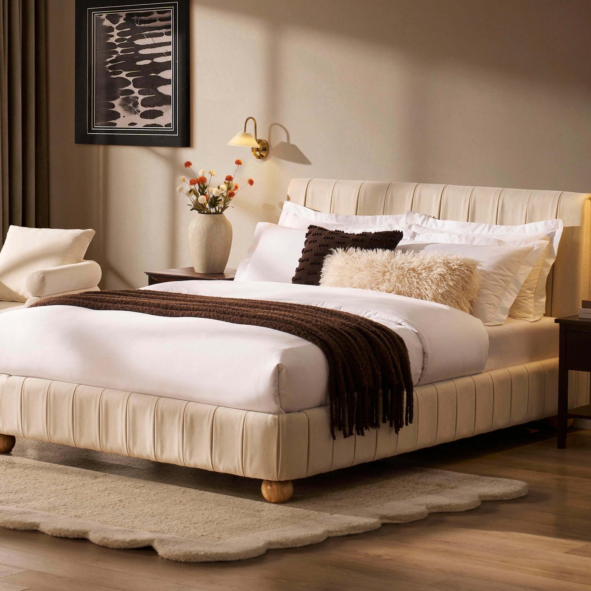 Malmo Bed Frame - Cream Linen - DUSK