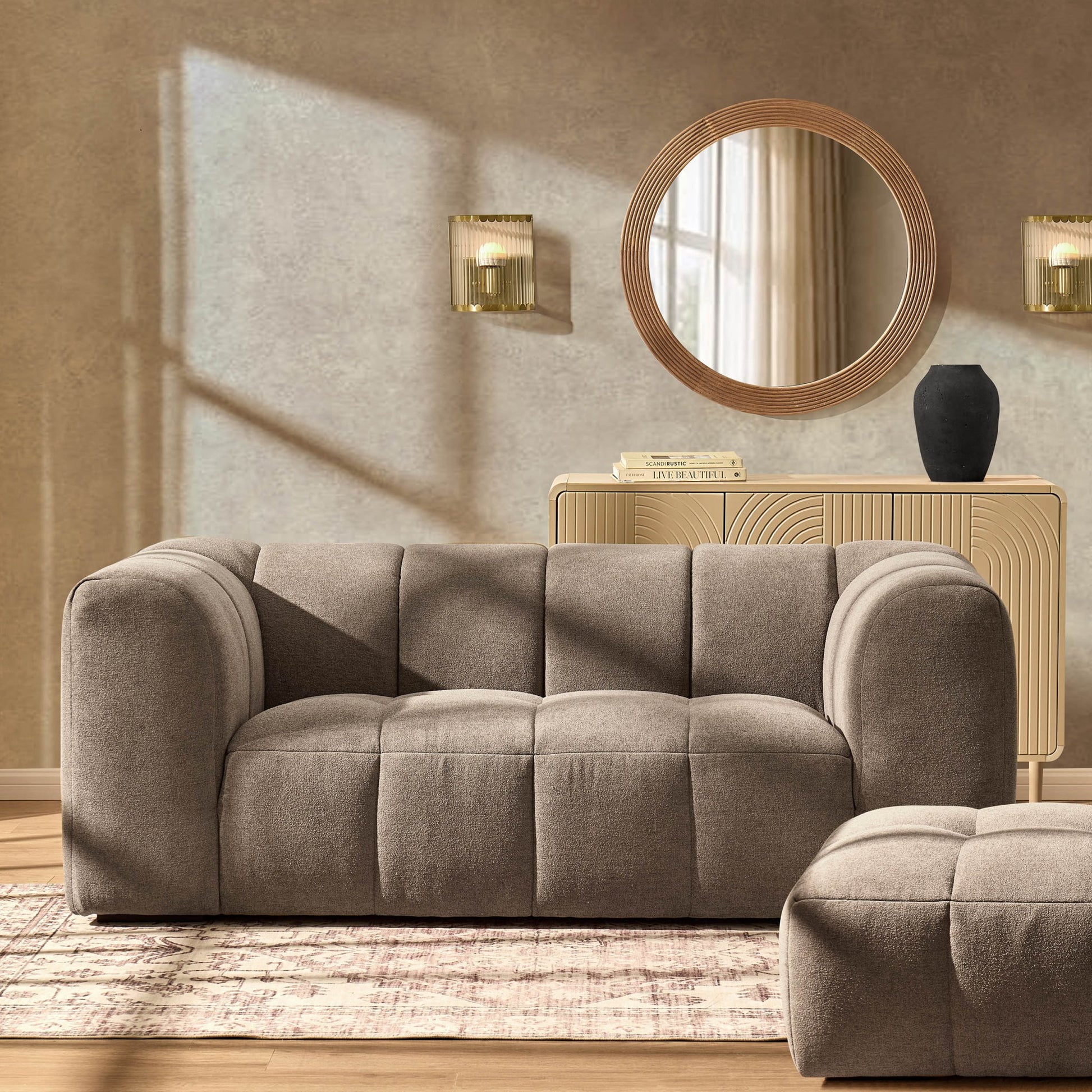 Manhattan 2 Seater Sofa - Chenille Mushroom - DUSK