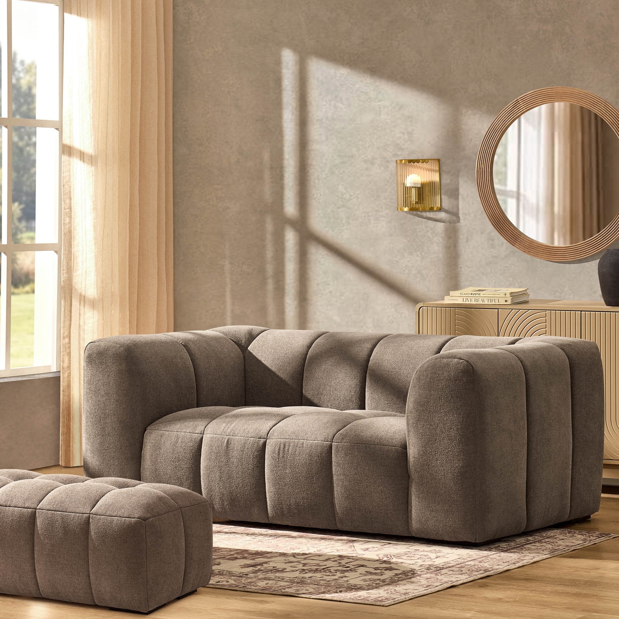 Manhattan 2 Seater Sofa - Chenille Mushroom - DUSK