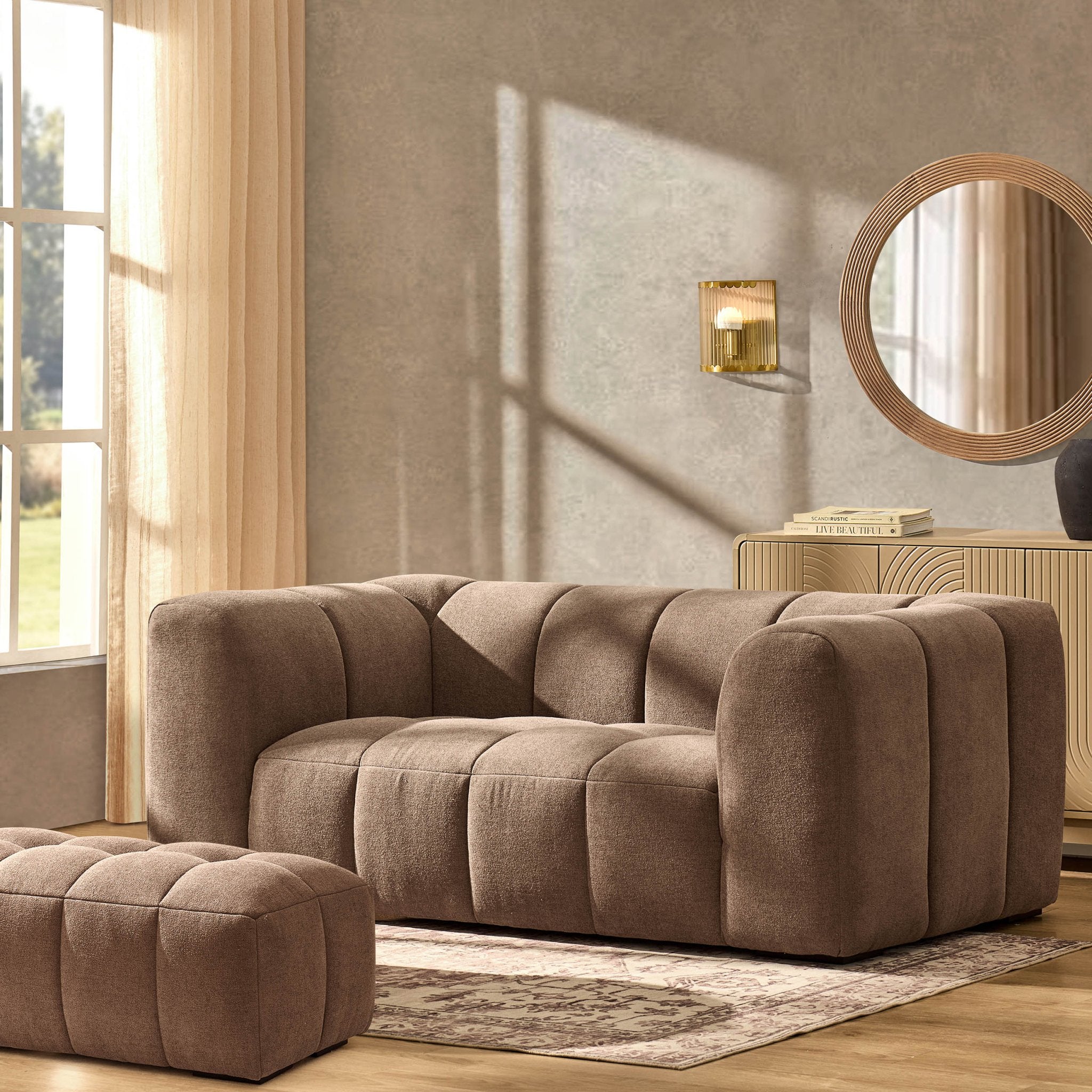 Manhattan 2 Seater Sofa - Chenille Mushroom - DUSK