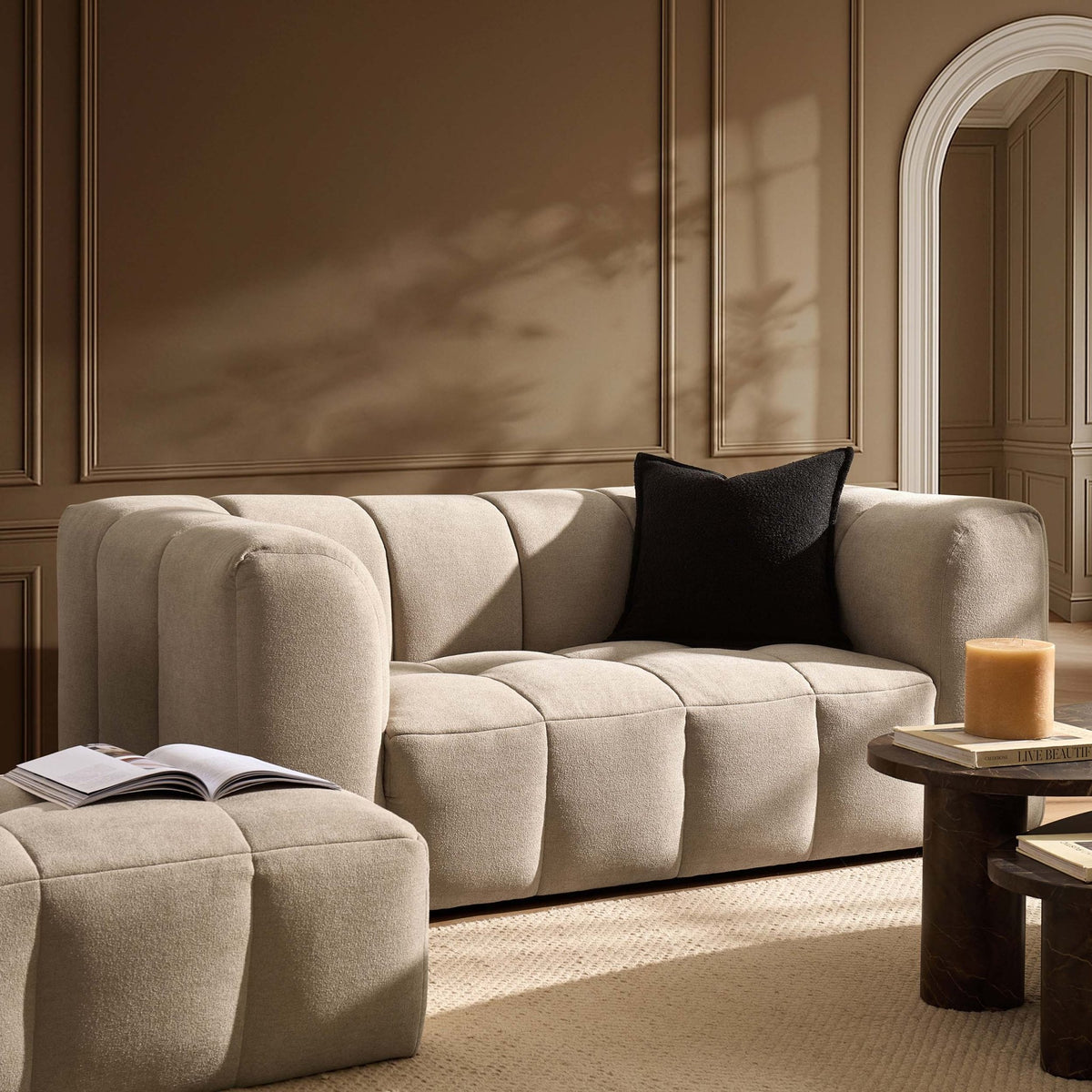 Manhattan 2 Seater Sofa - Chenille Oatmeal - DUSK