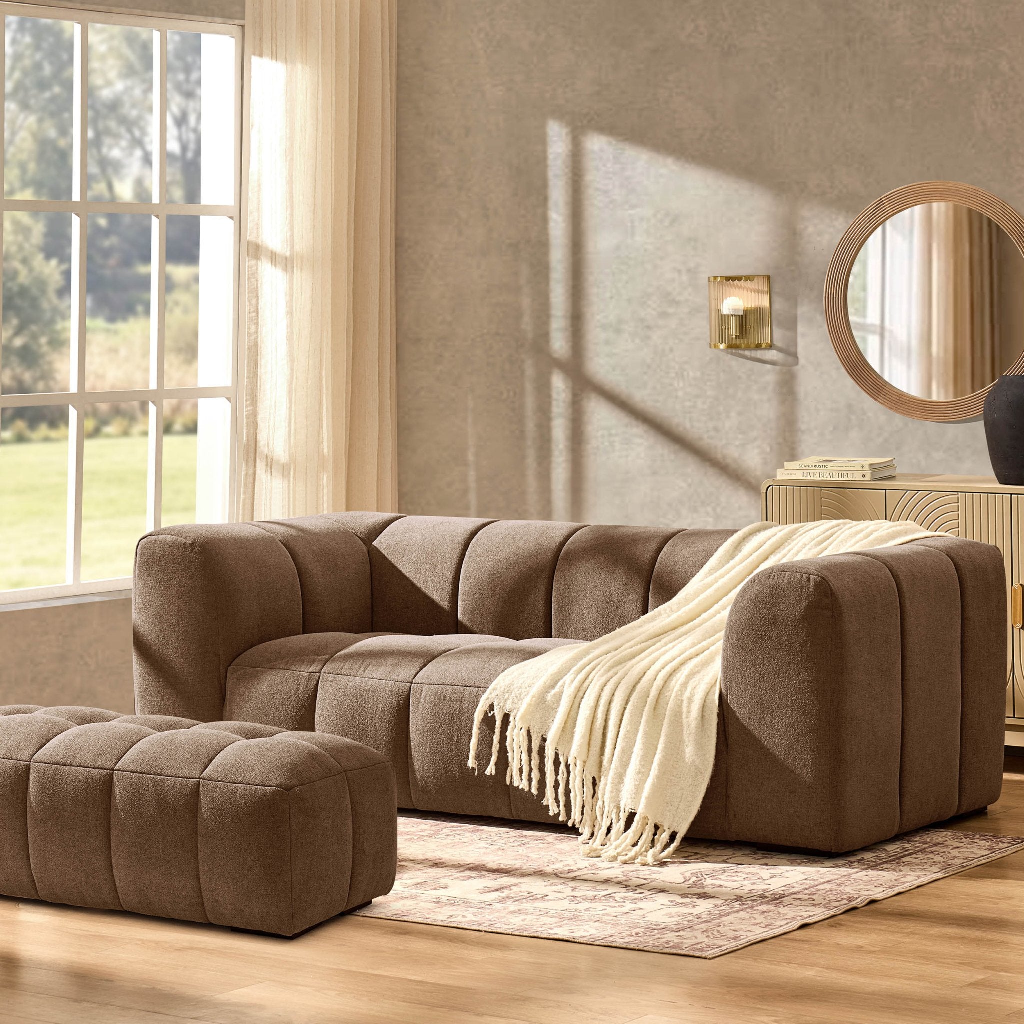 Manhattan 3 Seater Sofa - Chenille Mushroom - DUSK