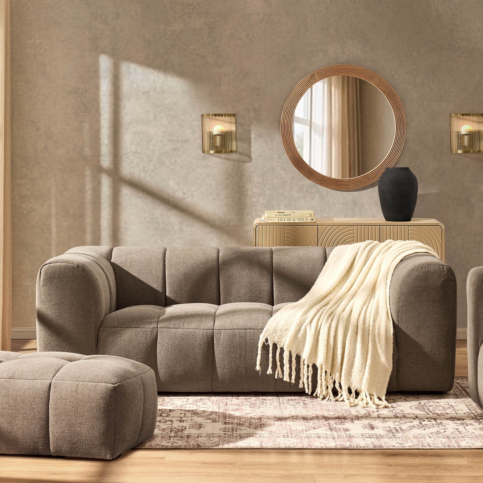 Manhattan 3 Seater Sofa - Chenille Mushroom - DUSK