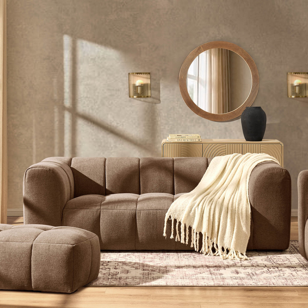 Manhattan 3 Seater Sofa - Chenille Mushroom - DUSK