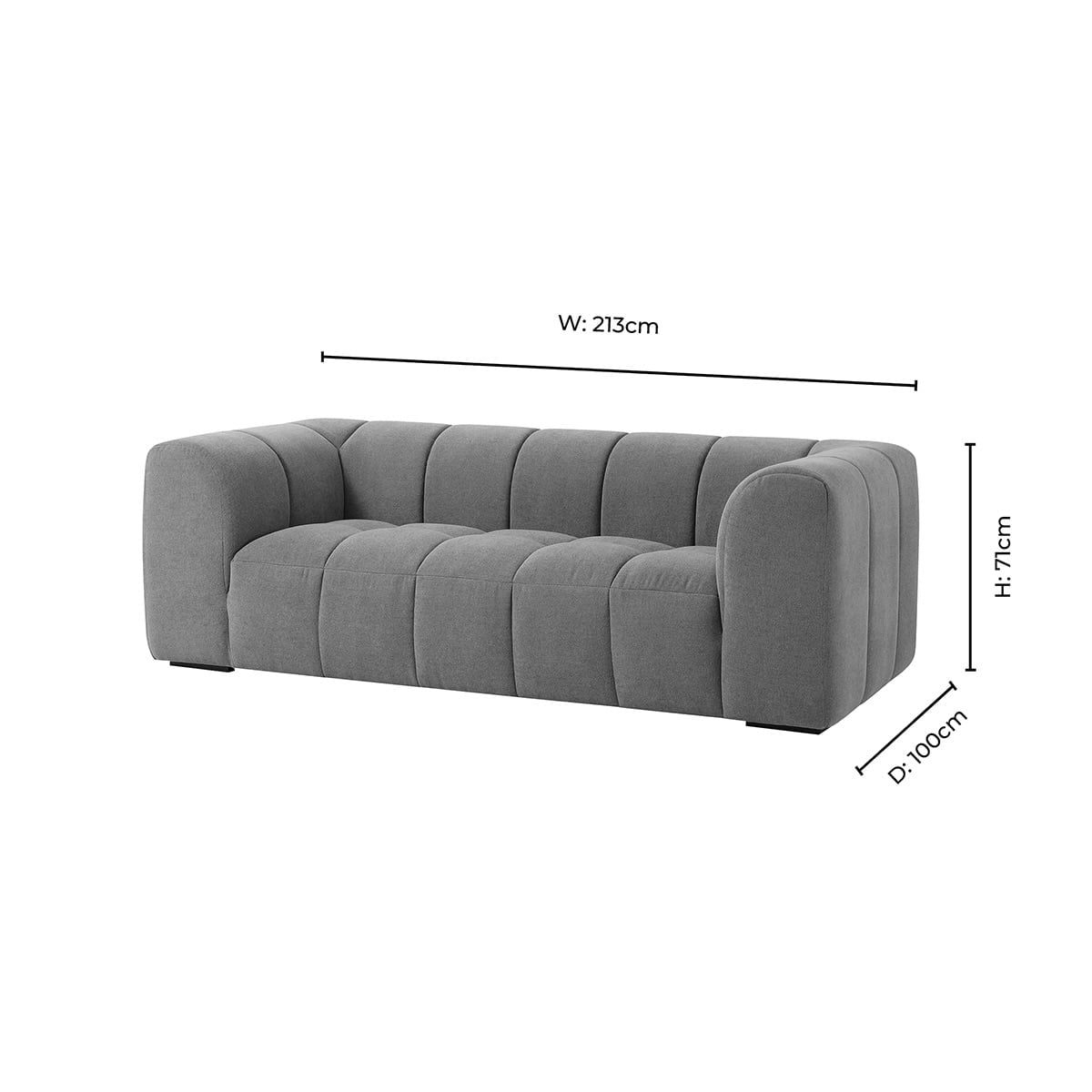 Manhattan 3 Seater Sofa - Chenille Mushroom - DUSK