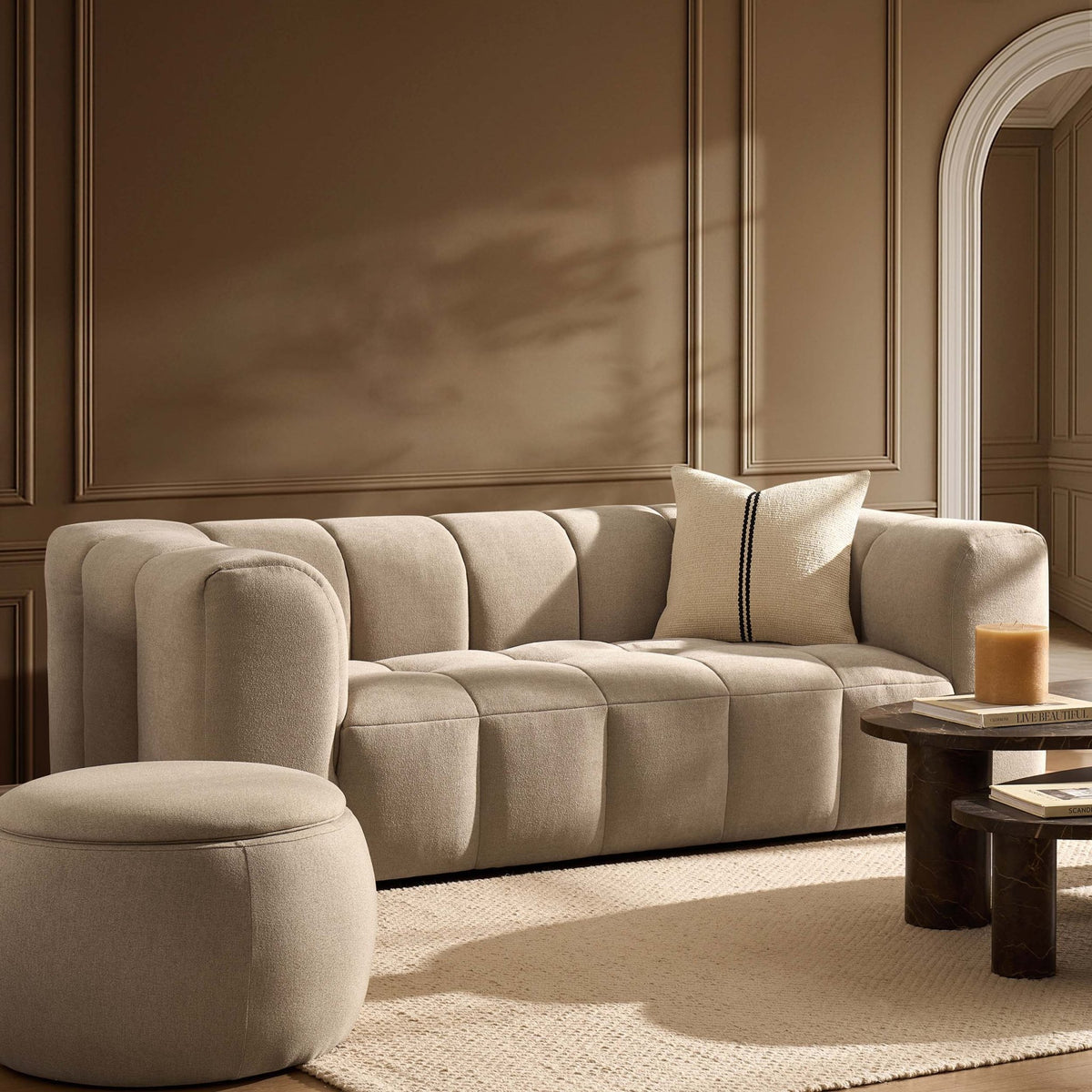 Manhattan 3 Seater Sofa - Chenille Oatmeal - DUSK