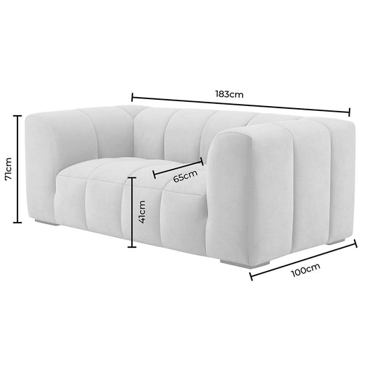 Manhattan Boucle 2 Seater Sofa - Off White - DUSK